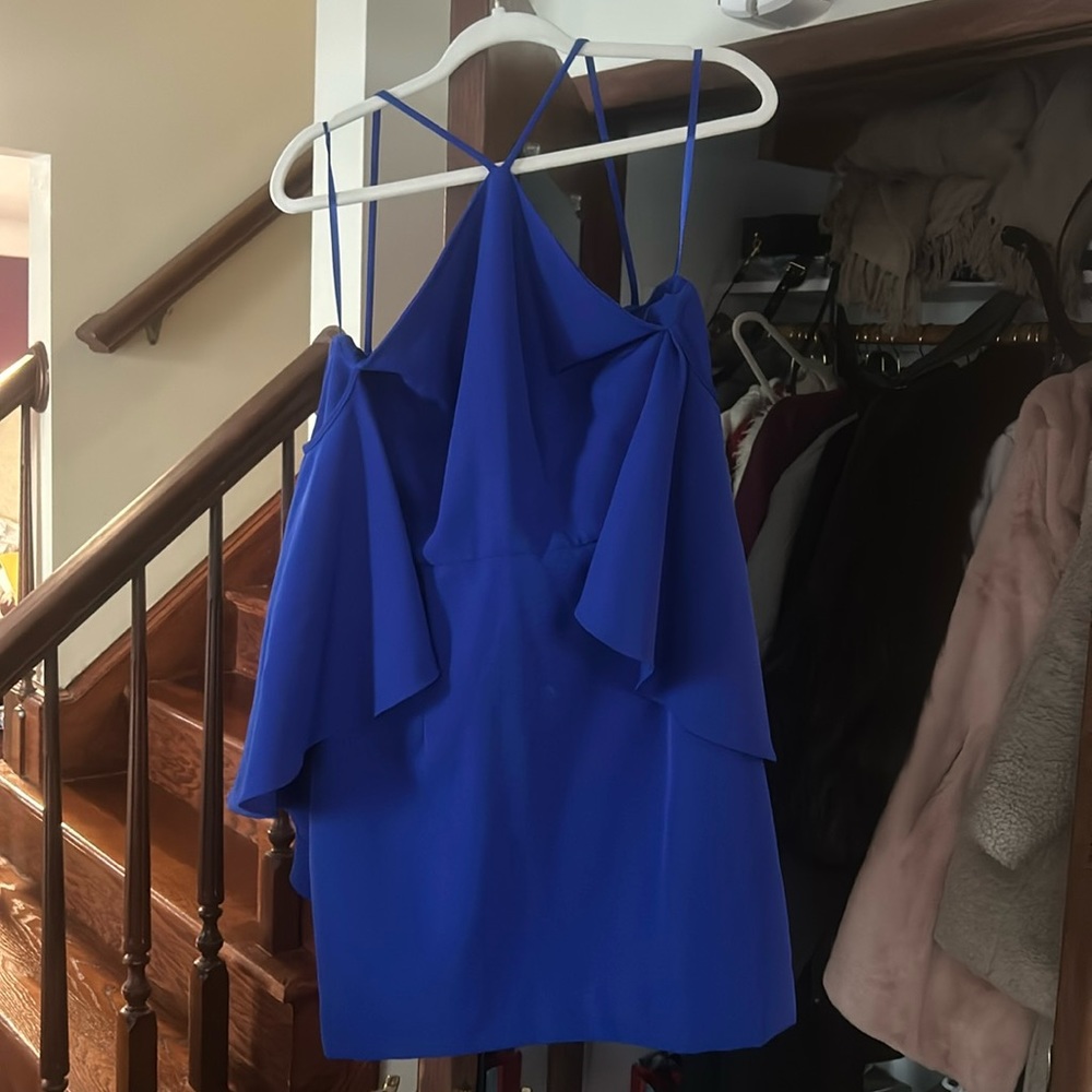 Milly off shoulder ruffle sleeve dark blue